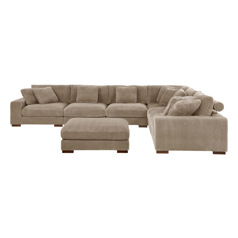 Barnemouth Modular Corduroy Sectional, Camel Corduroy