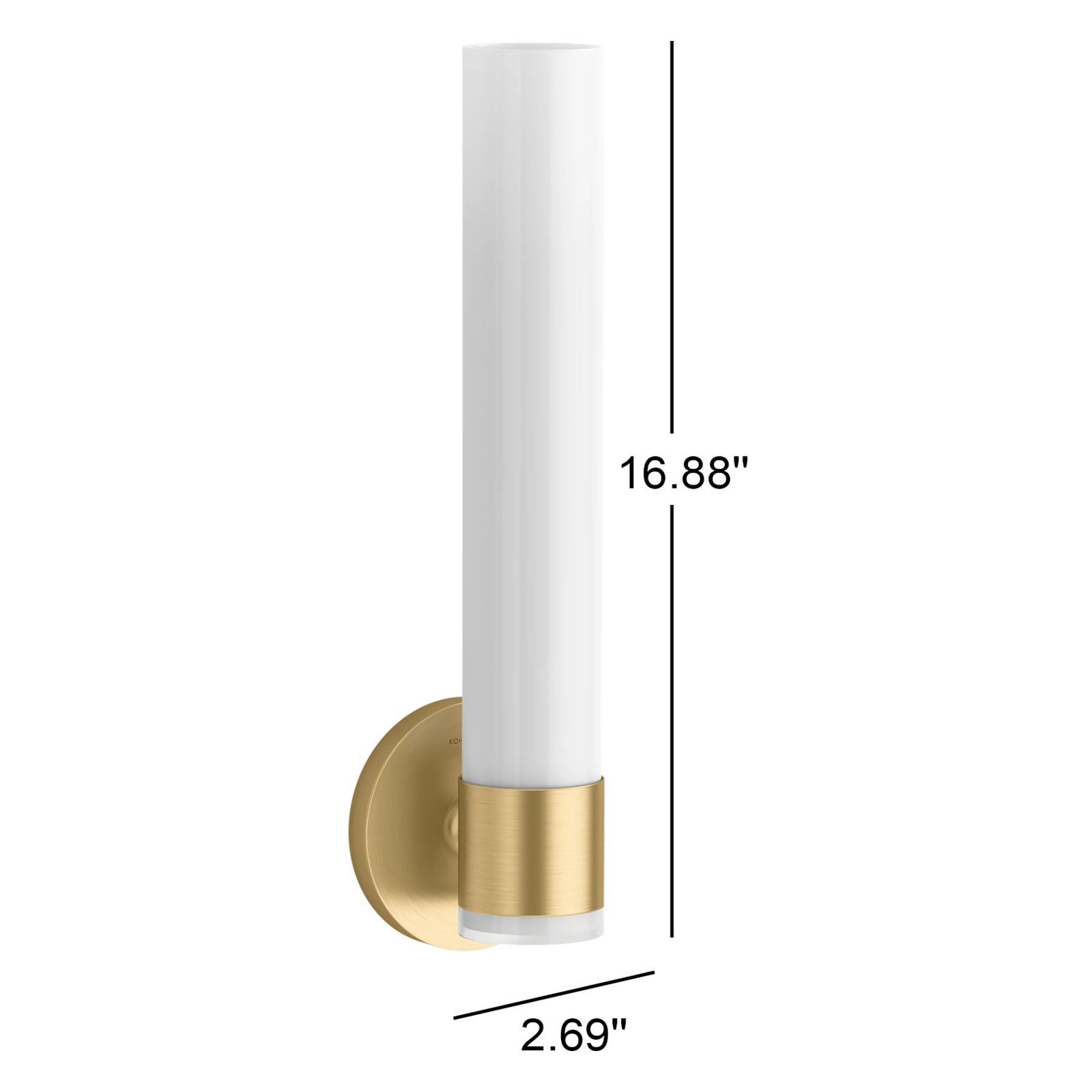 Kohler Purist Single Light Armed Sconce, Brushed Moderne Brass