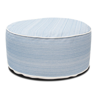 Goswick 20" Outdoor Inflatable Round Striped Pouf Ottoman