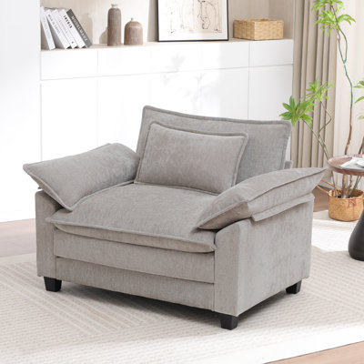 Experience Ultimate Softness with Our Luxurious Oversized Premium Chenille Armchair and a Half, Complete with Accent Pillow 