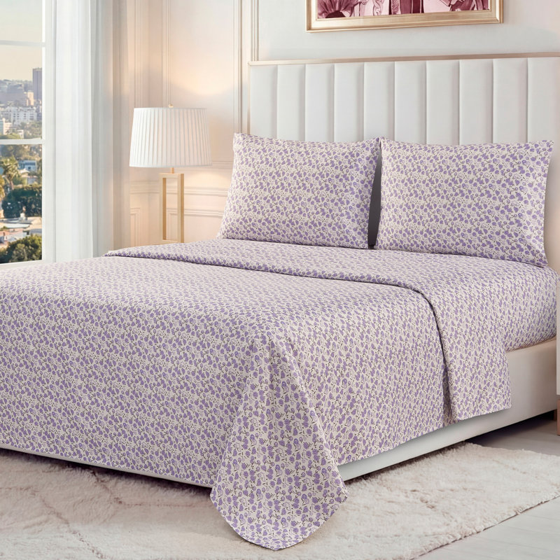 Juicy Couture Printed Microfiber Sheet Set, Ditsy Rose, Queen