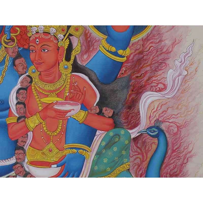 Newari assis Bhairava Kaumari (Thangka sans brocart)