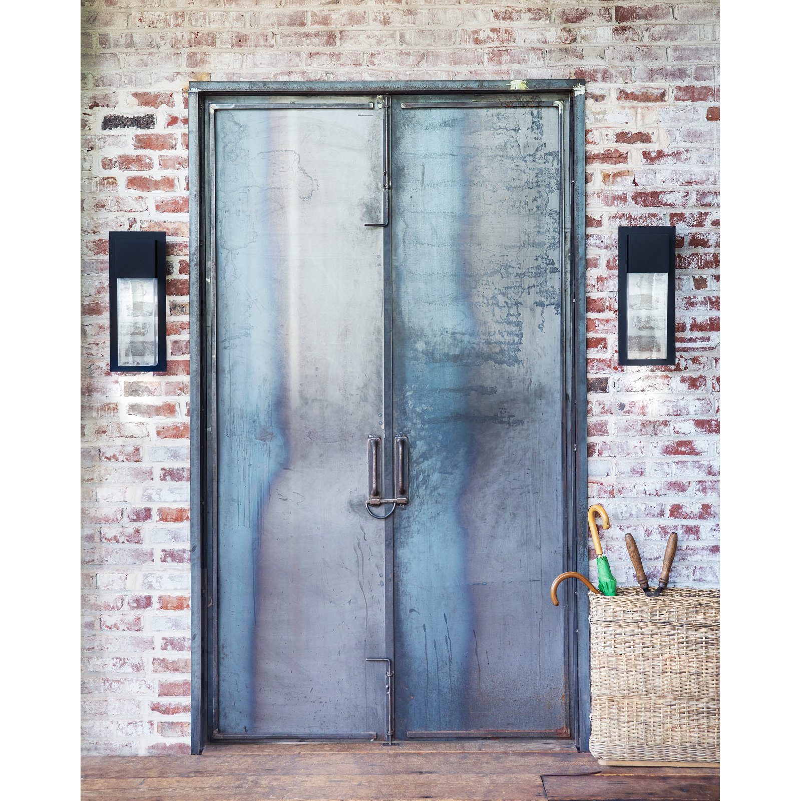 Kimora Glass Outdoor Wall Lantern, Gray, 20" H x 8" W x 5.7" D