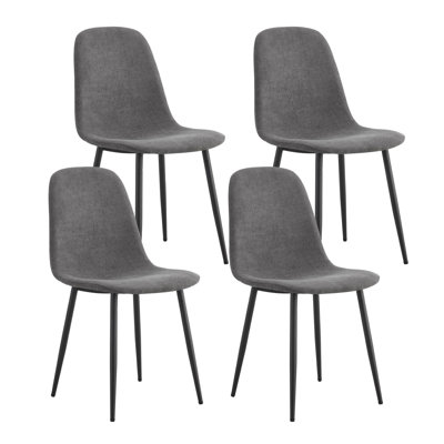 Ensemble confortable de chaises de salle à manger en lin et coton - six pièces en gris foncé. Siège et dossier intégrés, matériau en coton et lin, assorti à une maison moderne. W1151124300
