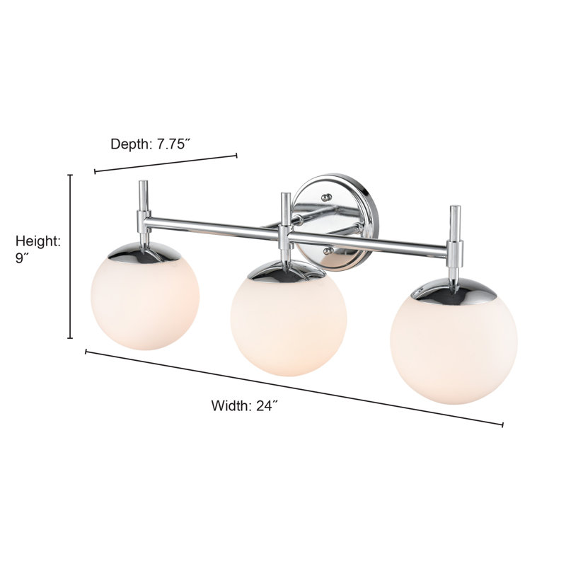 Chrome 3-Light Frosted Glass Globe Vanity Light