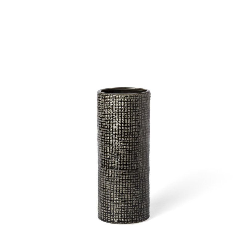 Vase de table en céramique noire Vaila, H 9,8 po x l 4,1 po x P 4,1 po