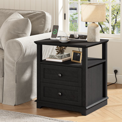 Danforth 2 Drawers Sets Nightstands with Storage and Built-in Charging Station