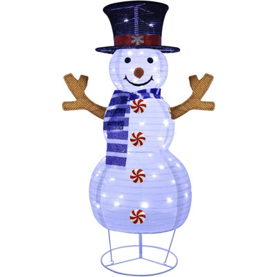 3.5ft Prelit Collapsible Snowman with LED Lights for Outdoor Christmas Decor
