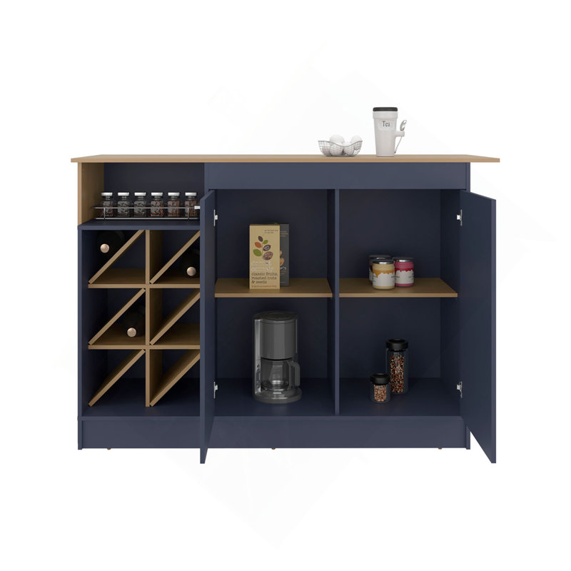 Kitchen Island, 2 Doors, 7 Shelves