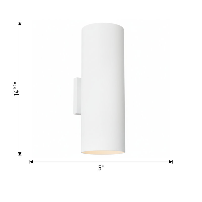 Outdoor Cylinders Two Light Wall Lantern, 14.25" H x 5" W x 7.75" D
