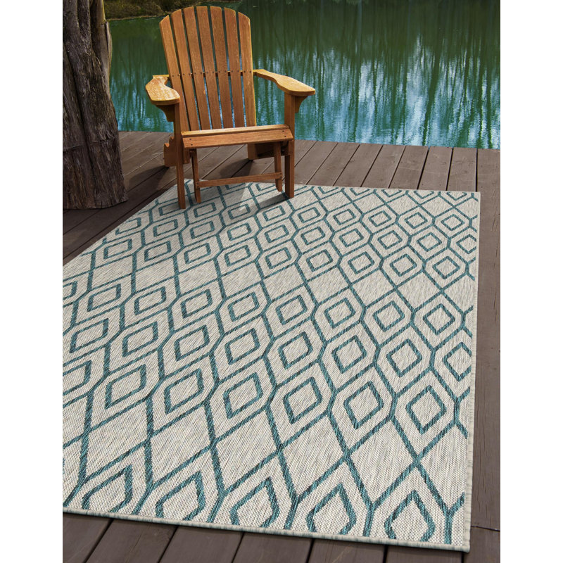 Jill Zarin Turks and Caicos Indoor/Outdoor Rug, Rectangle 2' x 3'1", Gray Teal