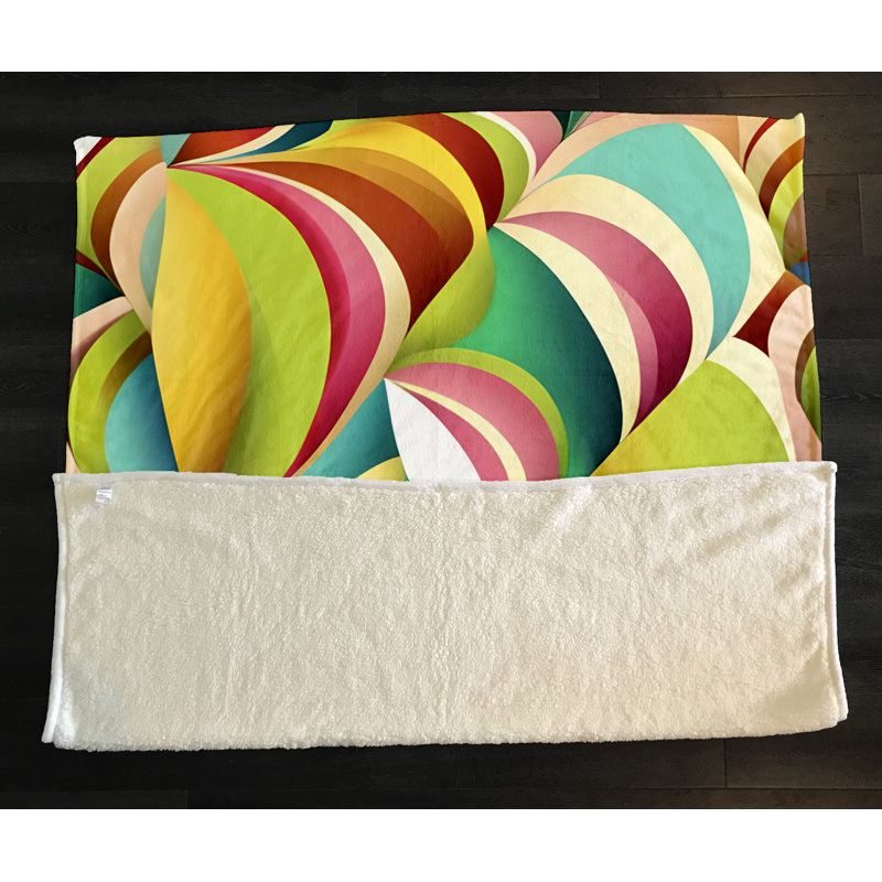 Throw Blanket, Geometric Shapes/Abstract, 68" W x 80" L, Green/Pink/Blue