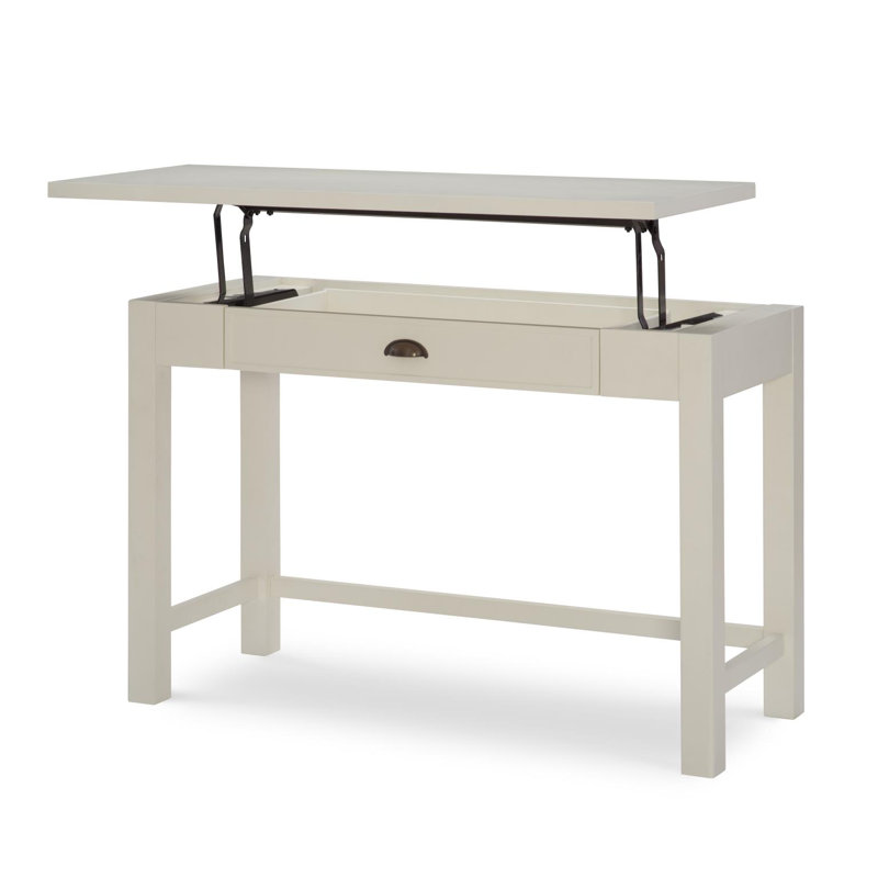 Ivory Poplar Wood Lift-Top Home Office Desk