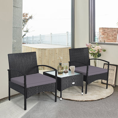 Patio 3 Piece Rattan Seating Group with Cushions by Latitude Run