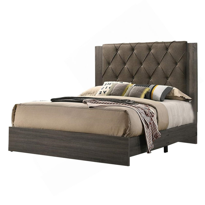 Lit de style contemporain pour grand lit 1pc, Gris, Grand lit