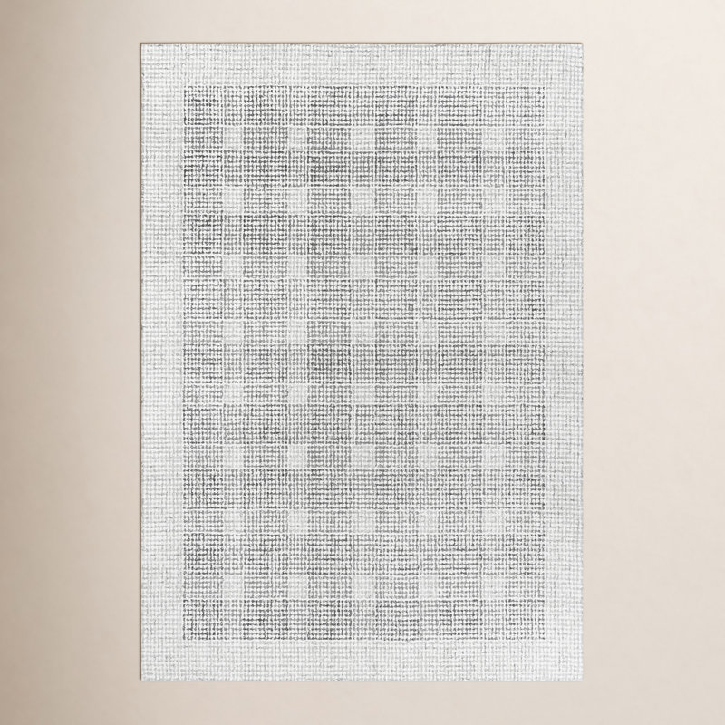 Tapis gris en laine touffeté à la main à motif géométrique Holland, Rectangle 5 pi x 7 pi 6 po