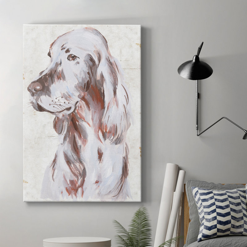 Sitting Dog III - Wrapped Canvas Painting, 36'' H x 24'' W x 1'' D