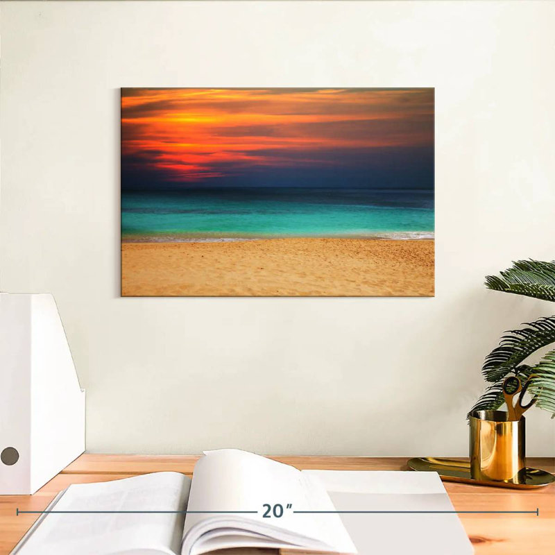 Coucher de soleil sur la mer Gillard, H 8 po x l 12 po