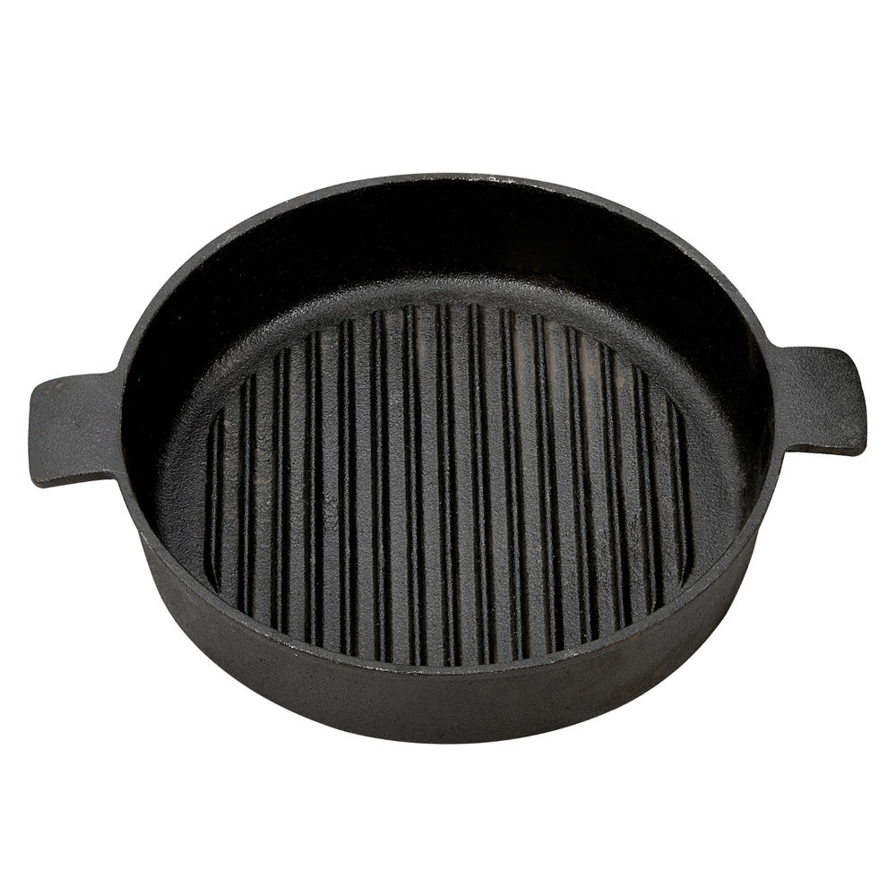 Cast iron double ear striped round frying pan