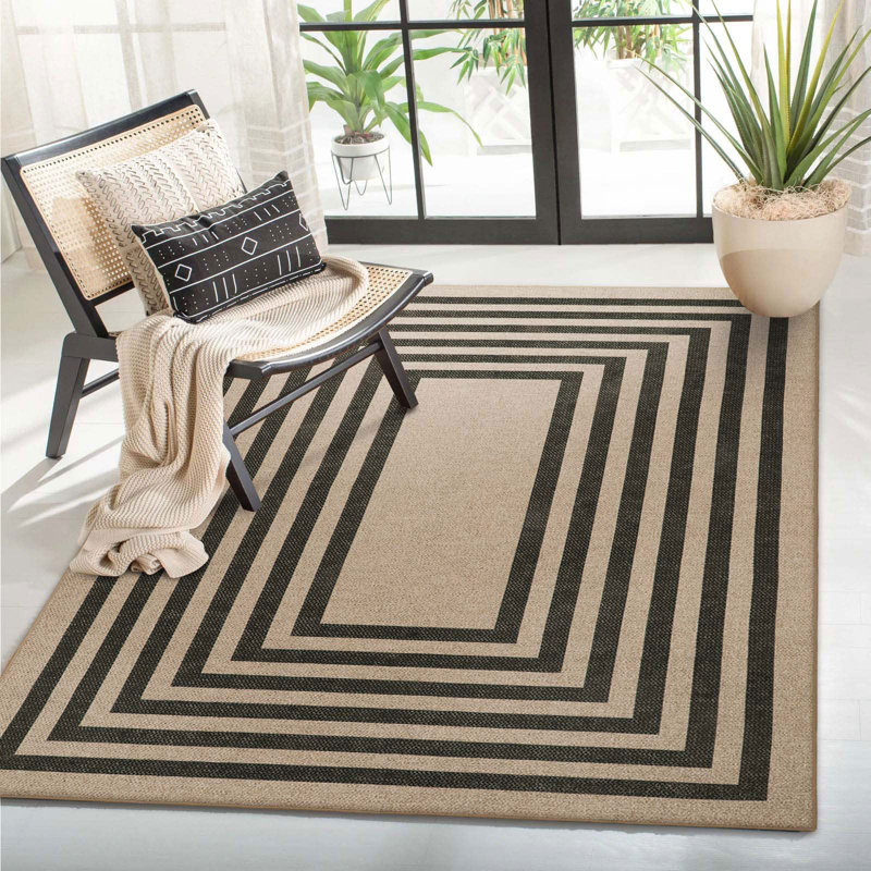 Tapis d'extérieur à motif géométrique lavable Govan, Rectangle 4pi x 6 pi