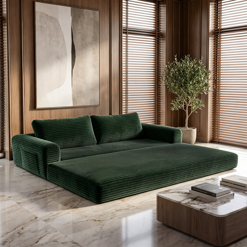 Canapés-lits à compression, canapé-lit extensible moderne en velours côtelé de 76 pouces pour la maison