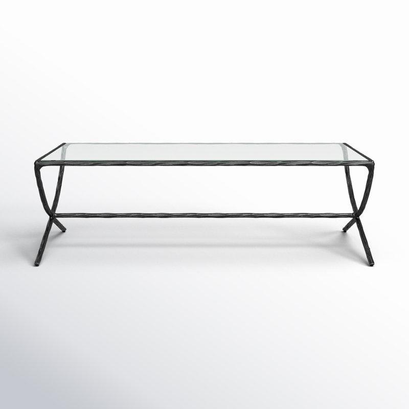 Evelynn Glass Top Coffee Table, Black