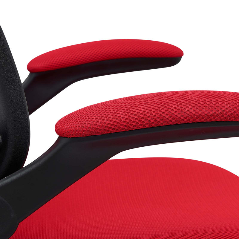Modway Veer Drafting Chair - Reception Desk Chair - Flip-Up Arm Drafting Chair, Red