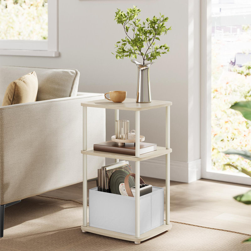 Side Table, Natural Beige/White