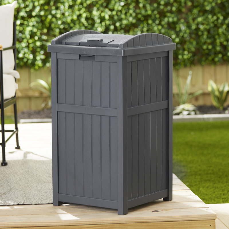 Cyberspace Gray Resin Outdoor Trash Hideaway Bin