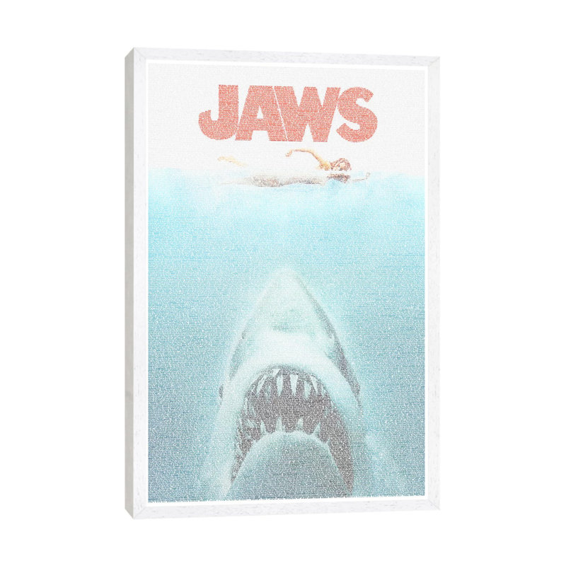 Jaws 1 Piece Wall Art on Canvas, 101.6 cm H x 66.04 cm W, White Framed Canvas