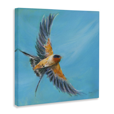 Soaring Bird on Blue Canvas Wall Art by Sue Schlabach