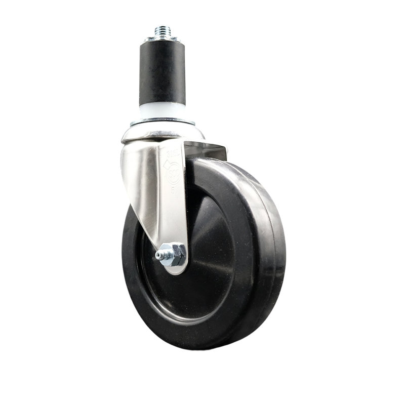 Roue extensible pivotante en caoutchouc 316SS