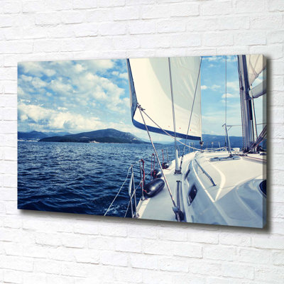 Yacht On The Background Of The Sea - Wrapped Canvas Print