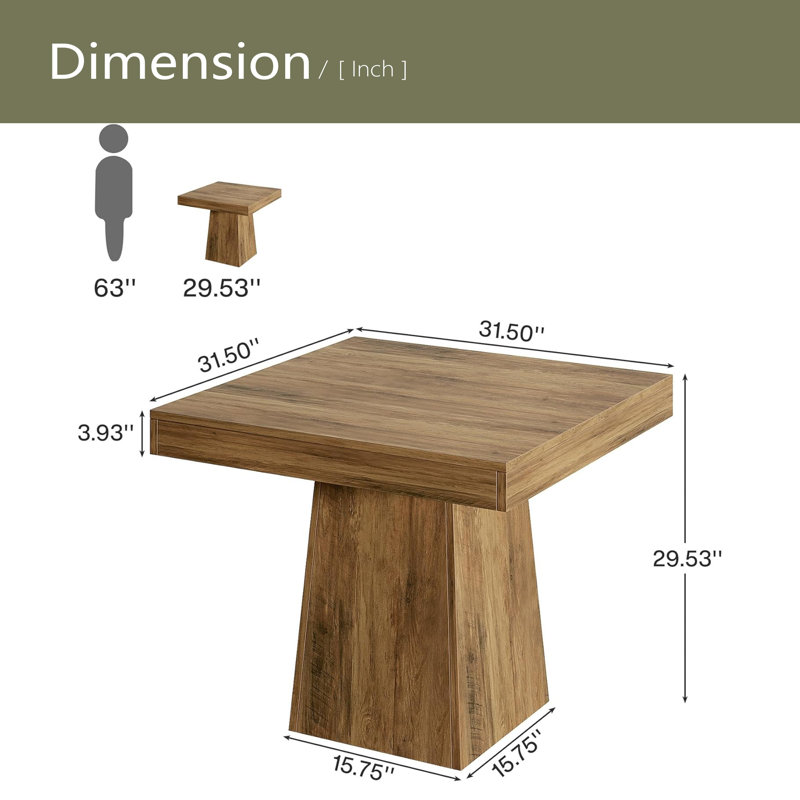 Petite table de conversation, table de salle à manger carrée, table de cuisine, table de vestibule, Brun