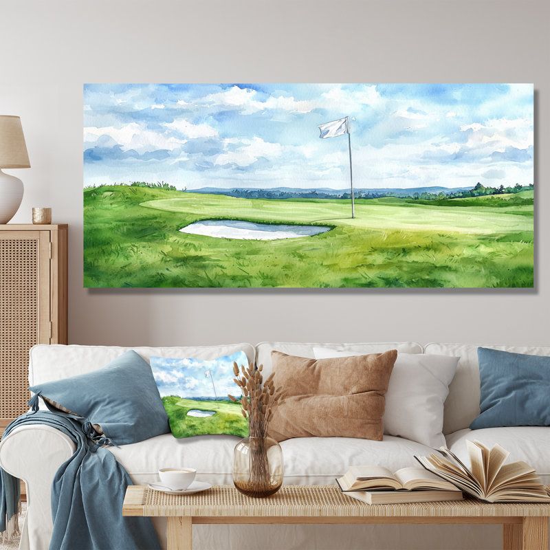 Horizon I - décoration murale de golf, H 28 po x l 60 po, Toile tendue sur cadre, Ne s’applique pas