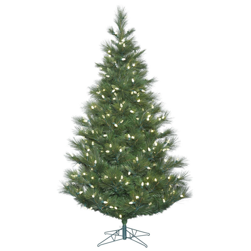 Norway Lighted Artificial Pine Christmas Tree, 7.5' H, Clear/White Lights
