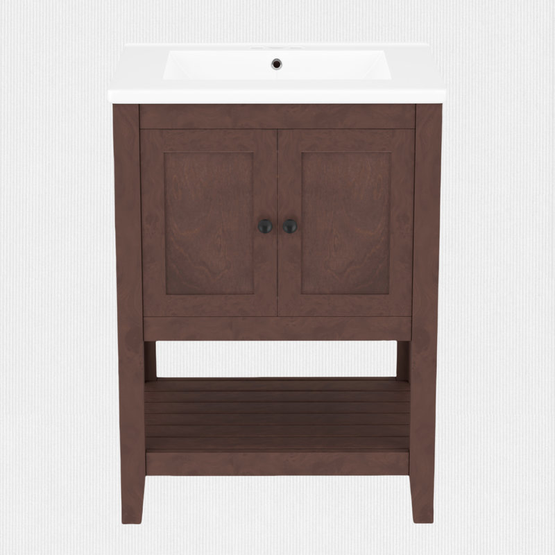 Meuble-lavabo 24 po avec lavabo, Brun