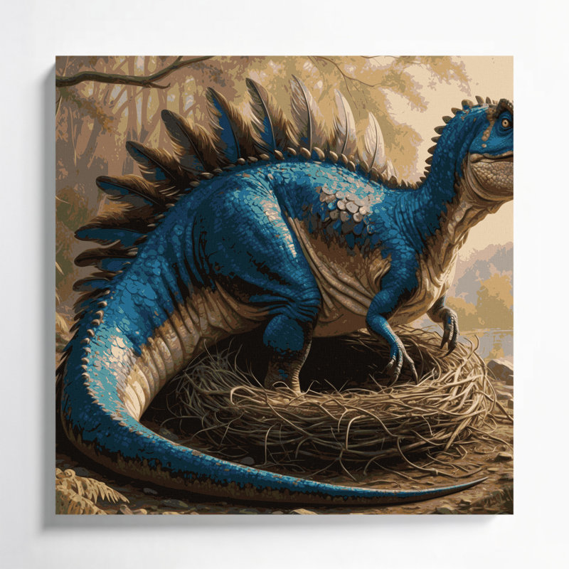 «Dinosaur Oviraptor», art mural sur toile brune, H 16 po x l 16 po