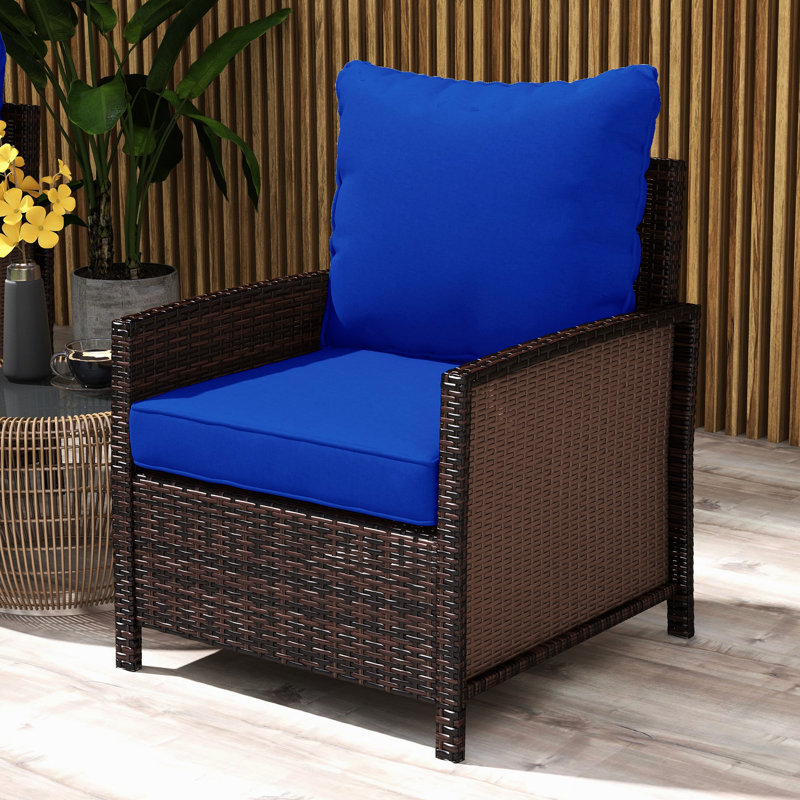 Navy Blue Outdoor Cushion And Pillow , 4, Cozy Seating 4 Patio Furniture Blue, Relaxing Experience