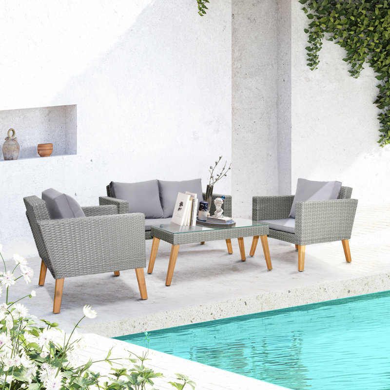Martisha 4 Piece Sofa Seating Group with Cushions