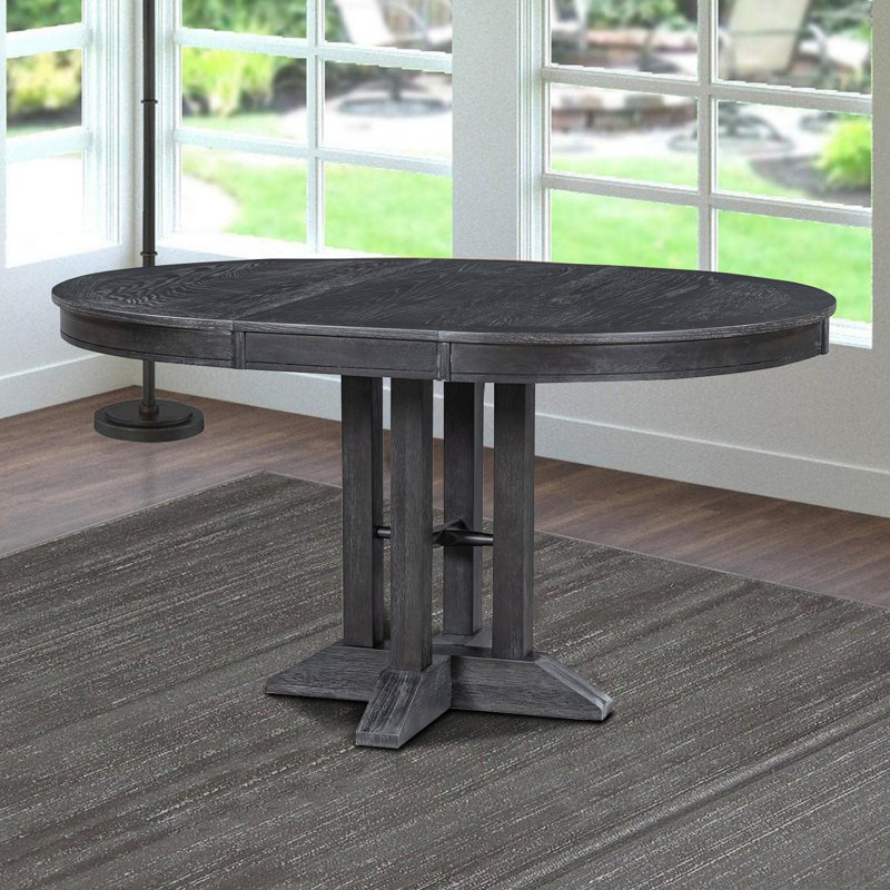 table de salle à manger ronde extensible avec bureau spacieux et structure en bois robuste, Noir