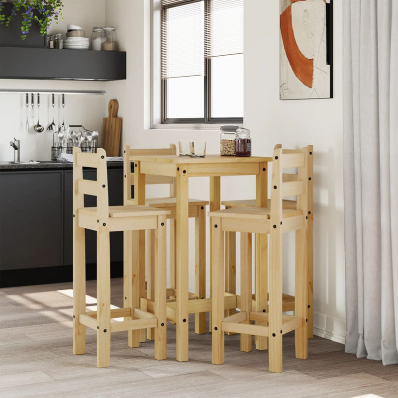 Aarshi 57cm Solid Wood Bar Set, Brown