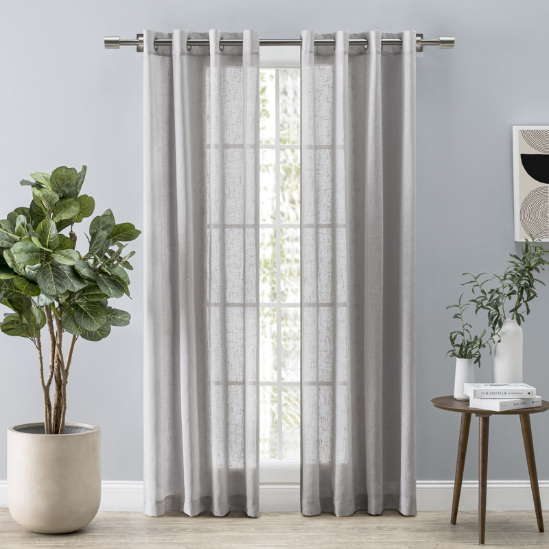 Tahlia Premium Touch of Linen Grommet Curtain Panel, Gray, 52" x 84"