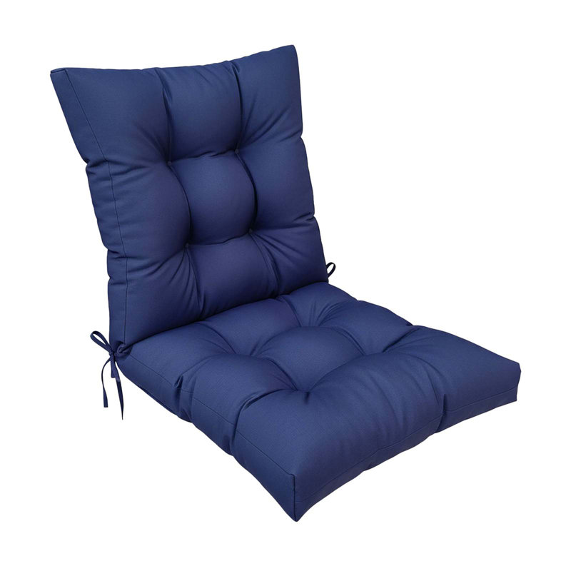 Patio Seat & Back Cushions, 42"×24" Tufted Water-Resistant Outdoor Cushion For Rocking, Dining Chairs, Navy Blue