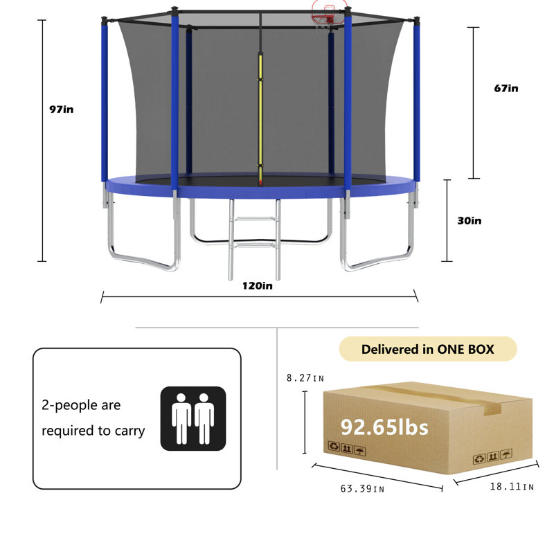 Trampoline en filet 10 pi, Bleu