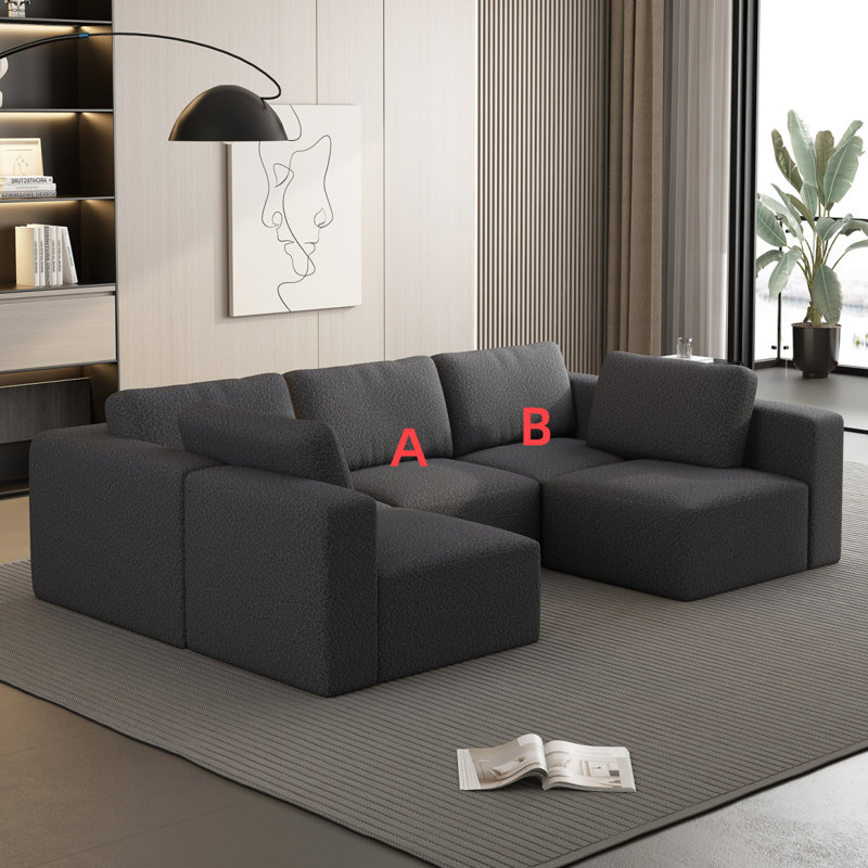 104,32 * 70,86 Canapé-lit modulaire modulaire, canapé modulaire avec méridienne et repose-pieds, ensemble modulaire convertible en forme de U. Spon comprimé, (Combo A + B + C + D)