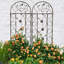 Treillis de jardin en métal 2 86,7 po x 19,7 po, rouille - pour plantes grimpantes d'extérieur, support à fleurs, brun, installation facile, plantes grimpantes résistantes à la structure solide, support, simple à assembler,