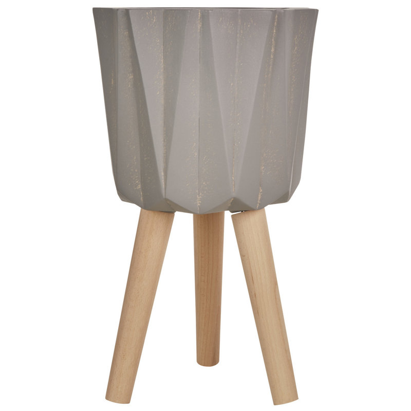 Shel Cachepot, 51cm H x 29cm W x 29cm D, Grey/Oak
