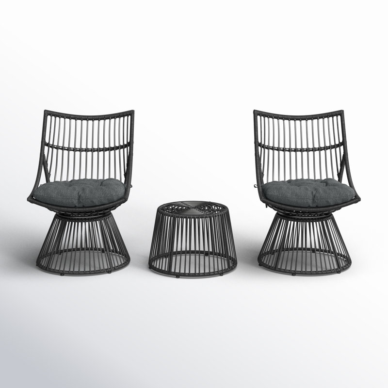Fiona 2 - Person Patio Conversation Sets with Cushions, Gray, Gray