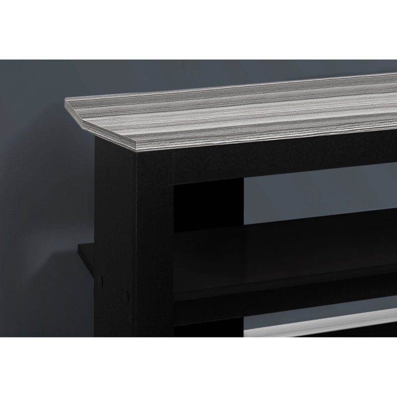 Meuble audio-vidéo fonctionnel 42 po, meuble télé avec tablettes - noir et gris